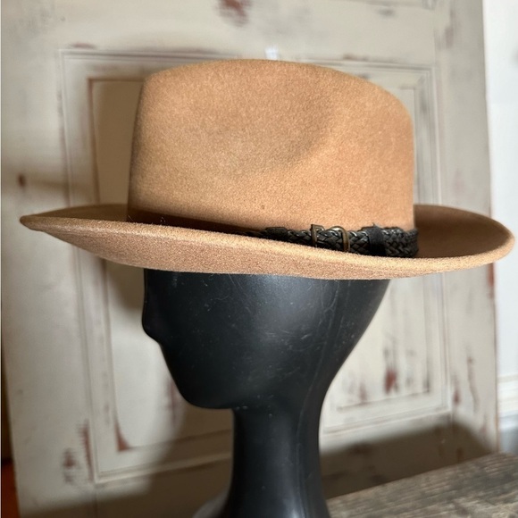 Vintage mens wool fedora hat Lite Felt Medium tan beige - Picture 3 of 5